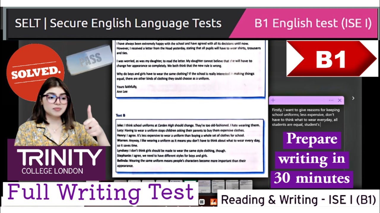 Trinity College London - ISE I (B1) Integrated Reading & Writing ||Full Pattern All Questions|| UKVI