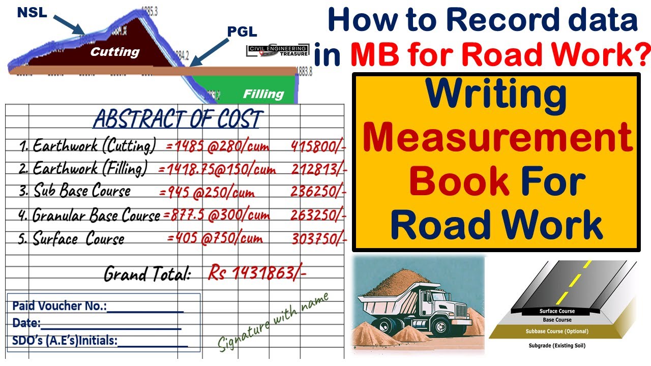 how to fill Measurement book|How to write measurement book|filling MB for road work|Measurementsheet