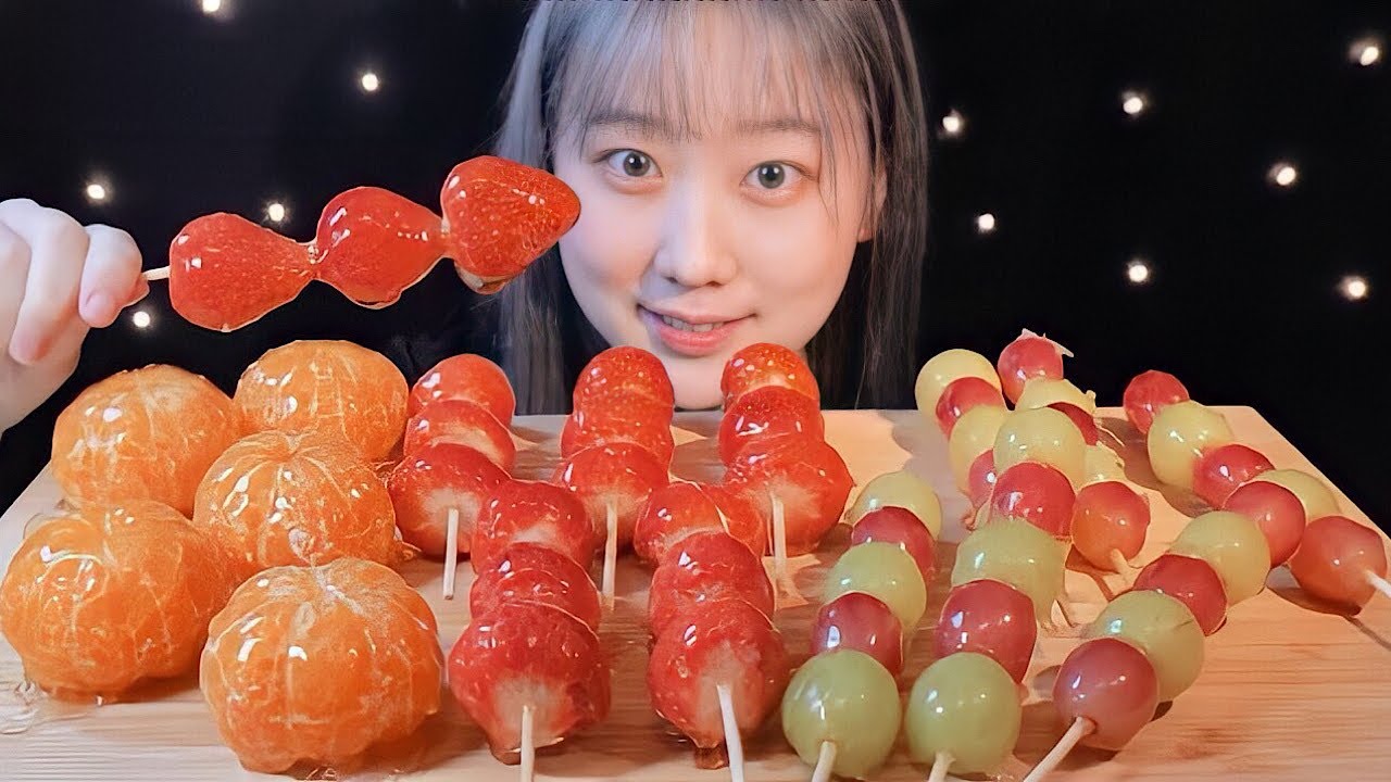 ASMR フルーツ飴 Candied Fruits 과일 탕후루【咀嚼音/大食い/Mukbang/Eating Sounds】