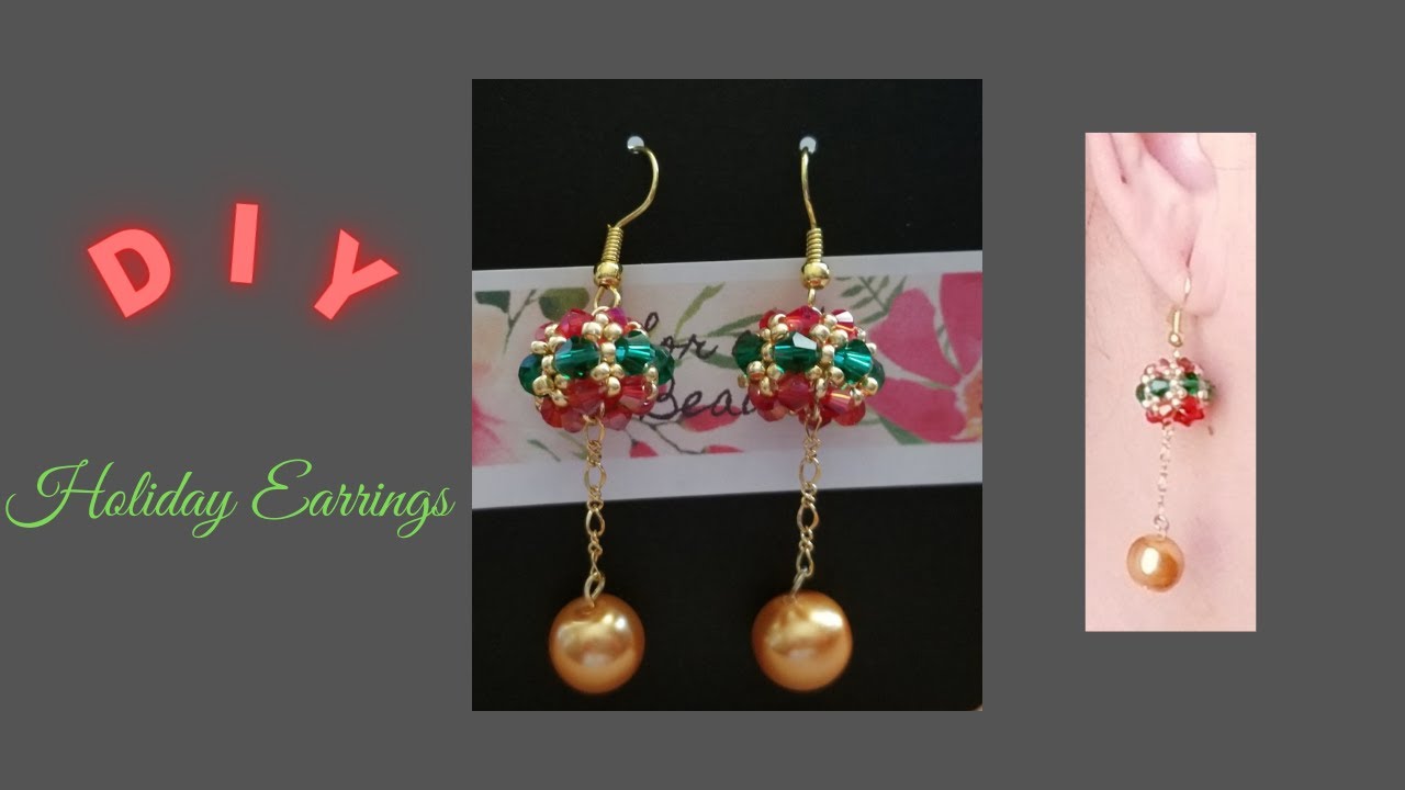 Holiday Earrings / DIY How to make beaded earrings / Beaded Jewelry /Aretes /  Orecchini
