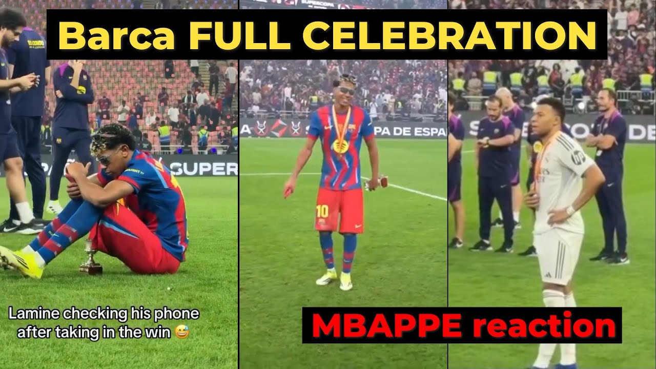Mbappe REACTION and Barca celebration after winning vs Real Madrid