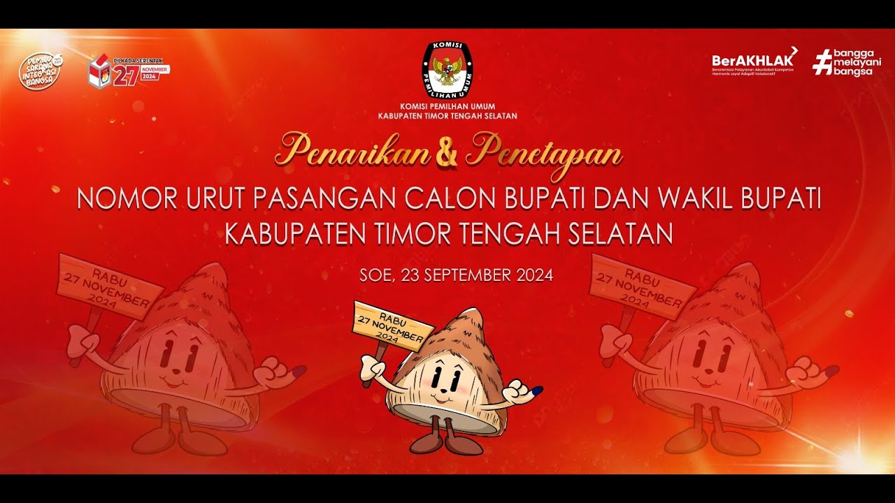 RAPAT PLENO TERBUKA PENARIKAN & PENETAPAN NOMOR URUT PASANGAN CALON BUPATI DAN WAKIL BUPATI KAB. TTS