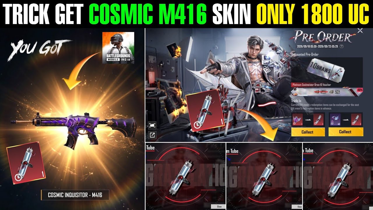 Trick Get Cosmic M416 Skin Only 1800 Uc | 4.6 Return Ultimate Gun Skin Bgmi
