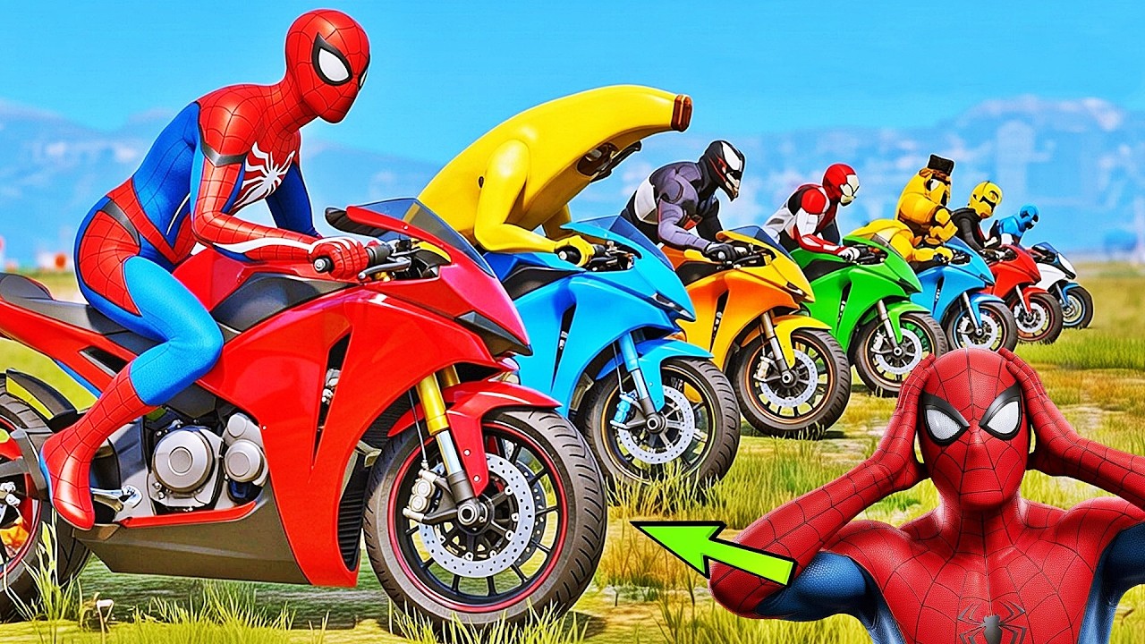 HOMEM ARANHA e AMIGOS SALTO COM MOTO! DESAFIO PARKOUR TRAP COM SPIDERMAN!