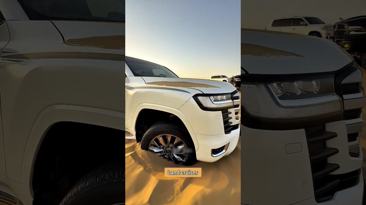 Toyota Land Cruiser LC300 ZX stuck in desert sand offroading in dubai desert safari tour. New toyota