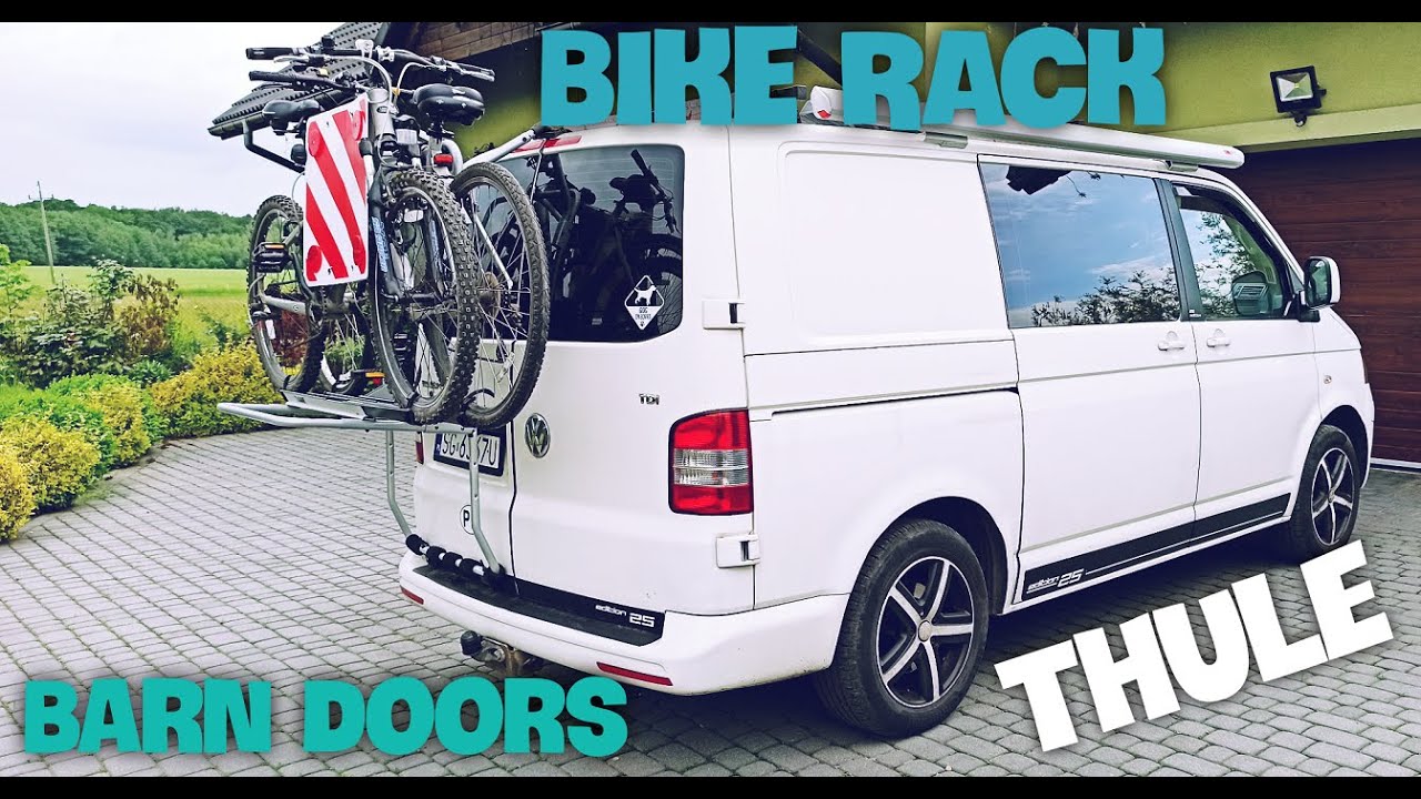 🚲BIKE RACK VW Volkswagen Transporter T5 Barn Doors Camper VanLife THULE 973 Carrier How to transport
