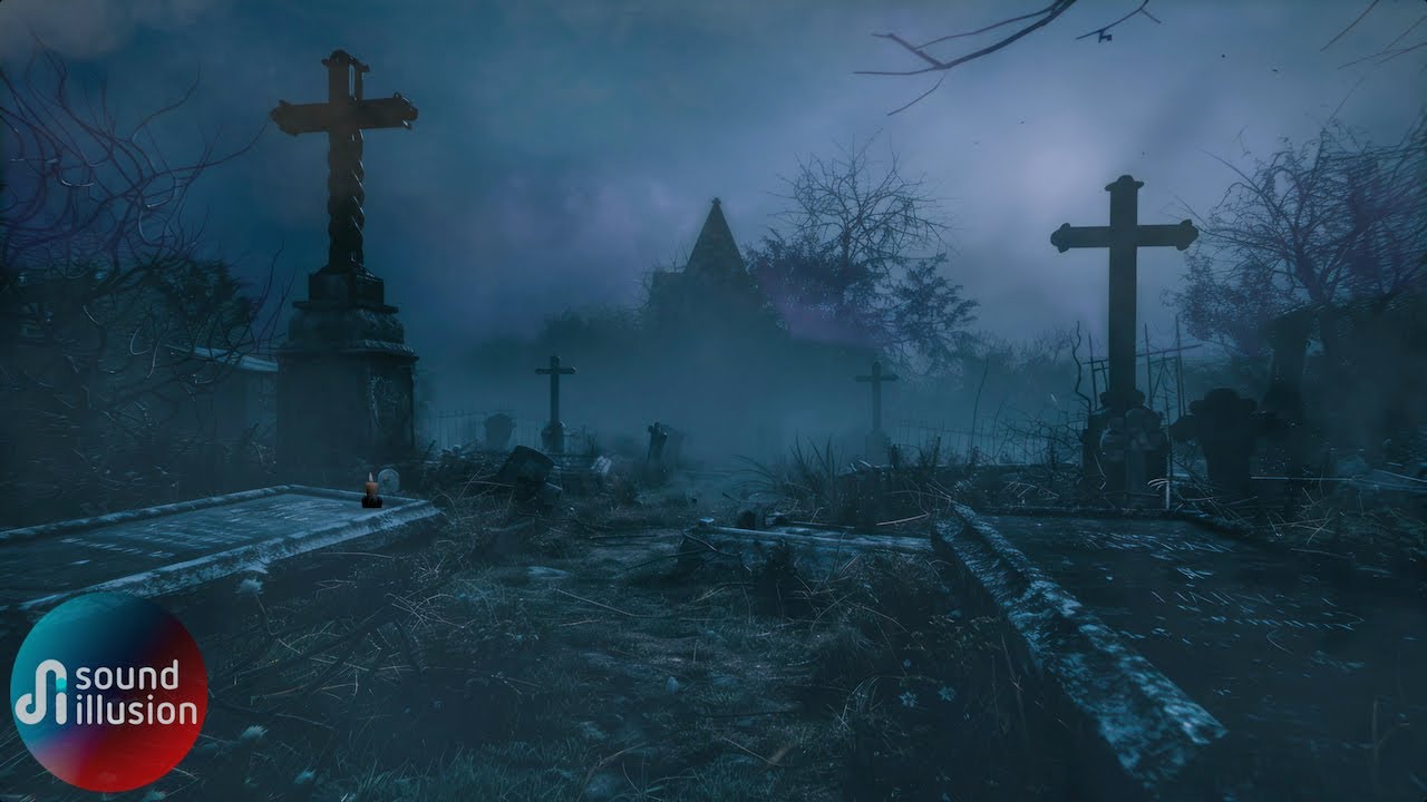 Scary Misty Haunted Graveyard - Spooky Halloween Ambience