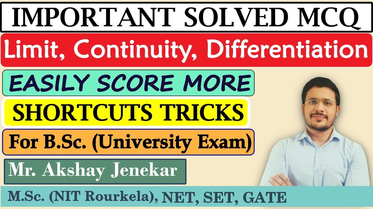 Solved MCQ on Differential Calculus | Limit | continuity | Differentiation | BSc Math Exam | SGBAU