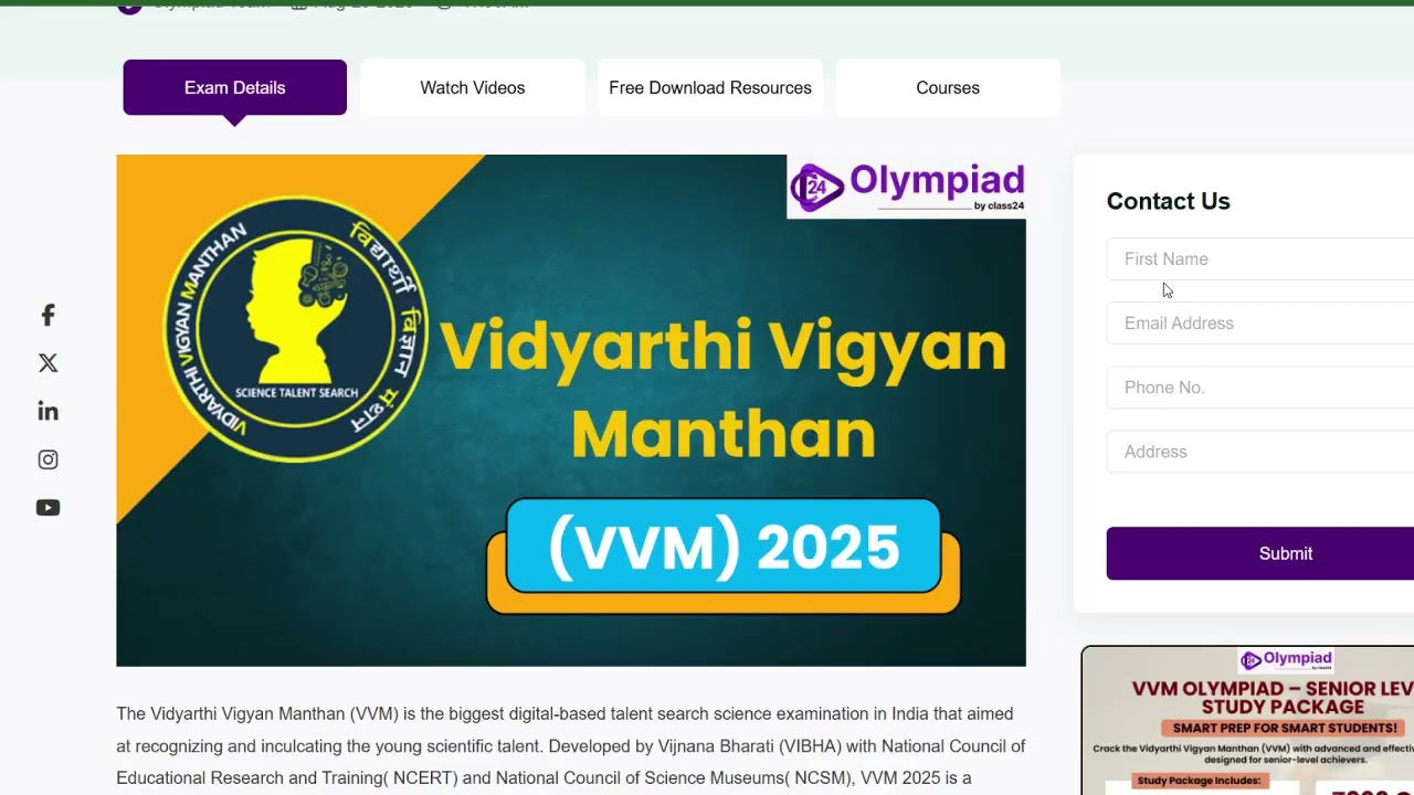 Vidyarthi Vigyan Manthan (VVM) 2025-26 Preparation