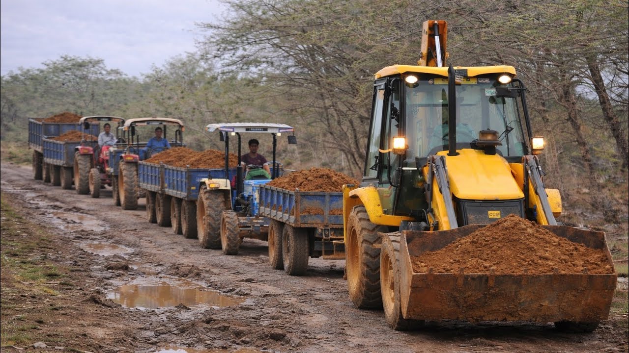 Jcb 3dx Backhoe, John Deere And Swaraj 735 FEe tractors power of tractor