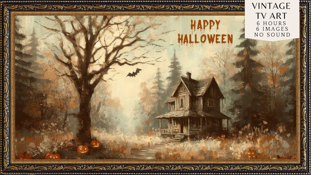 Halloween Vintage Frame TV Art | Moody Spooky Night | TV Background | Knock if You Dare | 6 Images