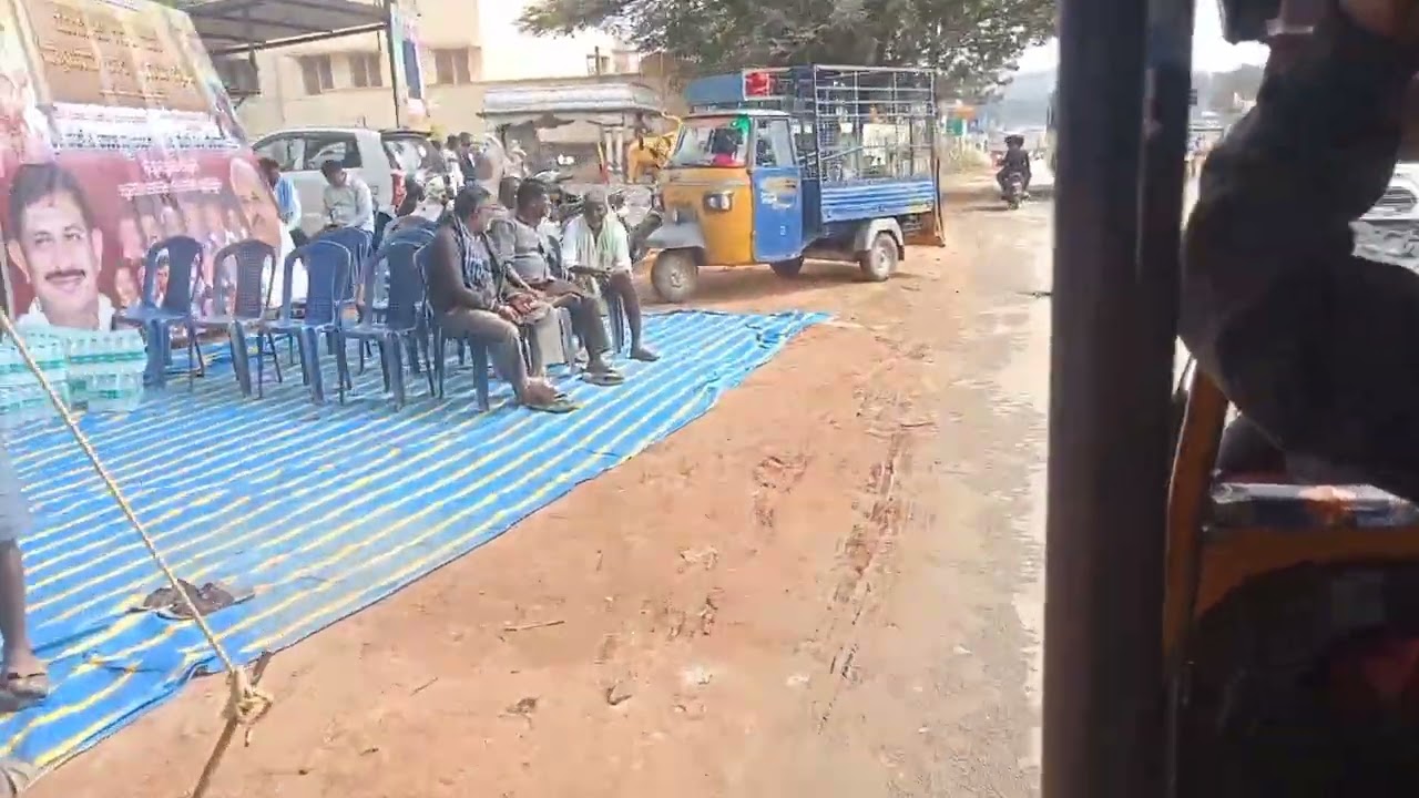 Inside the Karnataka village road and looking for small market
