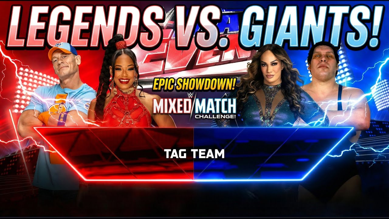 John Cena & Bianca Belair vs Nia Jax & André 🌟 The GOAT & The EST vs The Giants!