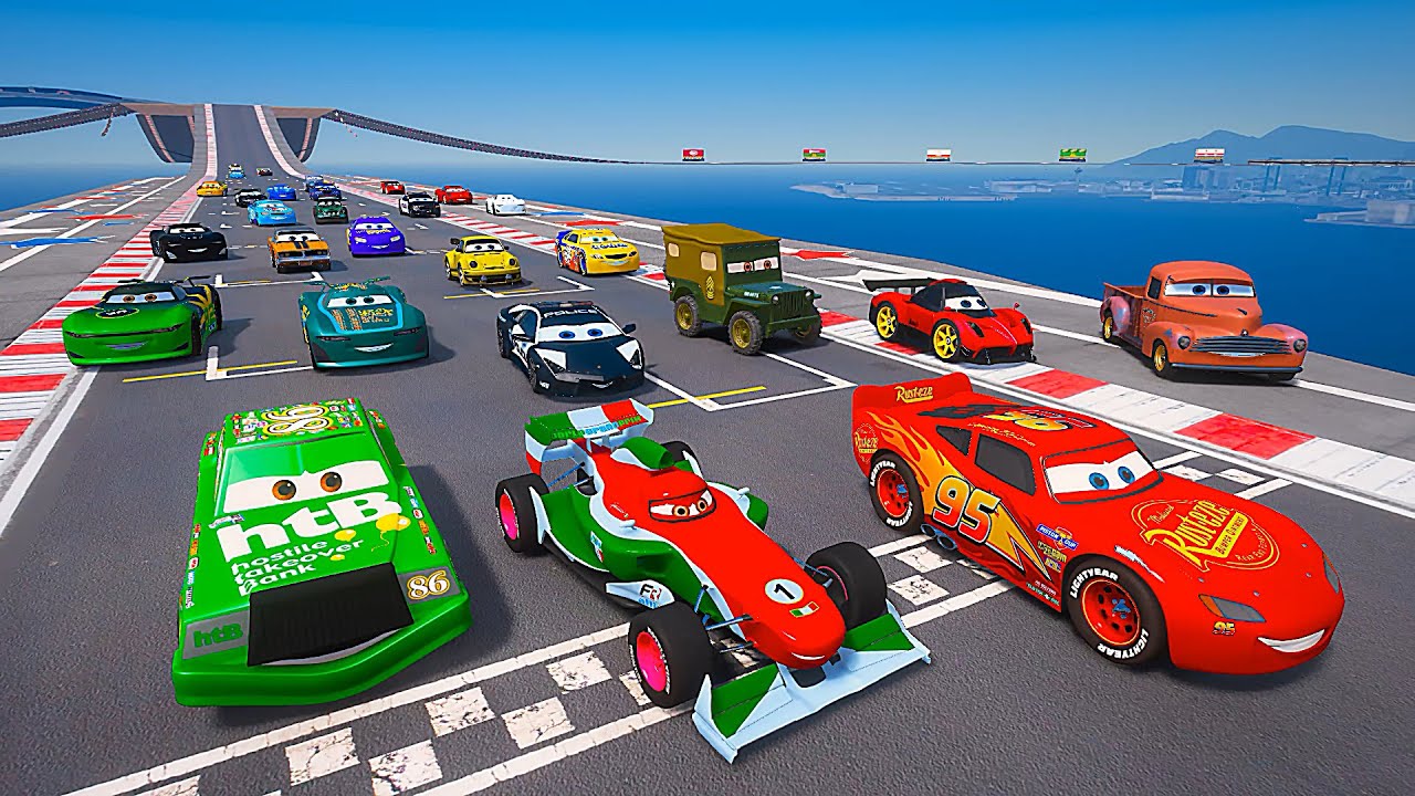 Race Crazy Track McQueen & Friends Chick Hicks Francesco Bernoulli Sarge Smokey Police Cars