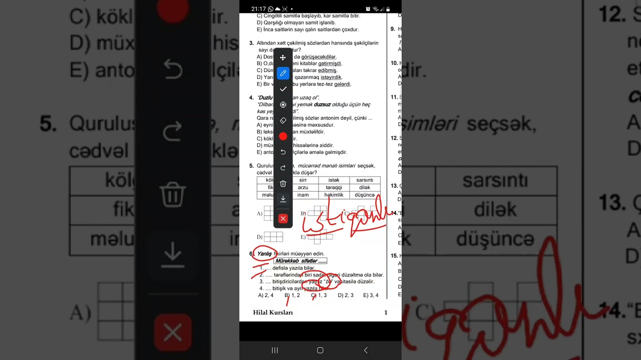 Dəyanət liseyinin  19.05.2023 tarixində keçirilmiş ÜSİ-2 Azərbaycan dili suallarının izahı