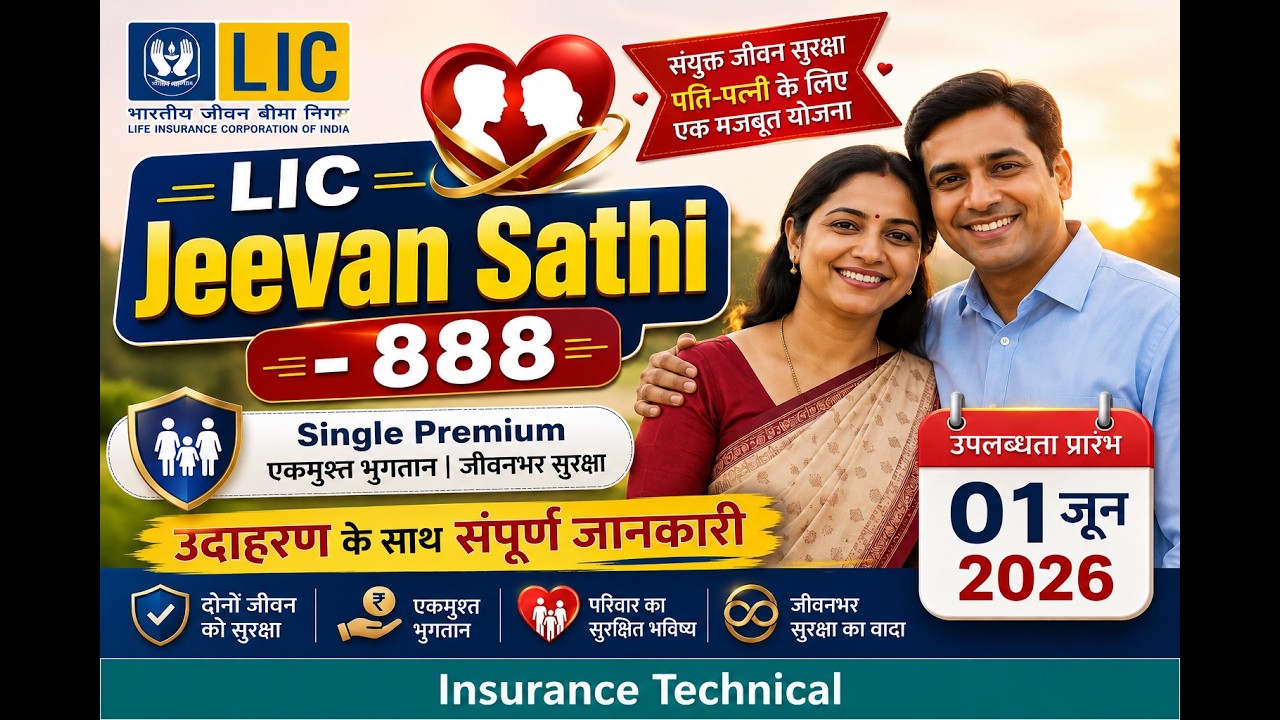 1 जून 2026 से नया प्लान :  LIC जीवन साथी  889| Single Premium | पति-पत्नी के लिए नया LIC प्लान