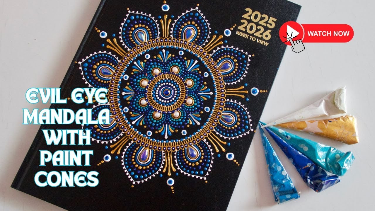 Evil Eye Mandala Painting Using Acrylic Paint Cones 🧿 | Healing Relaxing Art, Art Process Tutorial✨