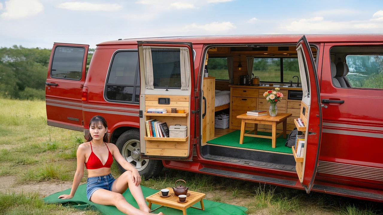 Turning a 16-Seat Toyota Van Into a Camper for Just $200 | DIY Camper Conversion | Her Repair Garage