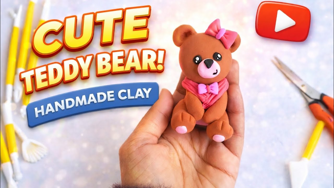 Cute brown bear clay art/complete tutorial/clay art with Sadia 