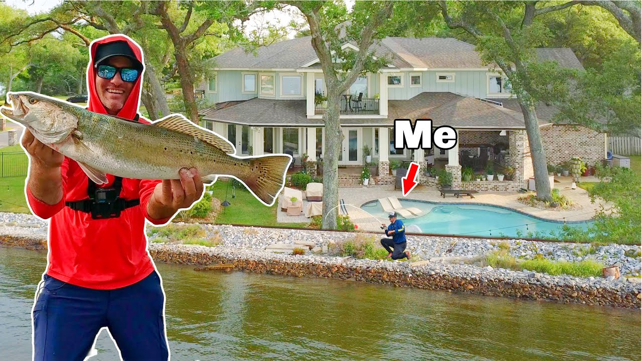 Fishing a $3,200,000 Mansion from Land! *Trophy Fish*