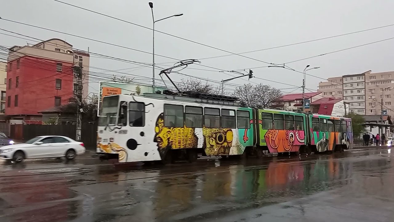 Trams in the Rain in Bucharest - Tram Struck by Lightning (Link in Description)