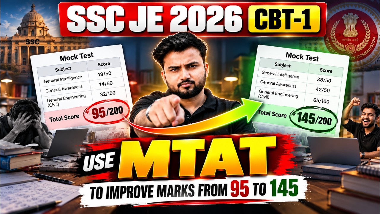 SSC JE 2026 CBT-1: 95 &rarr; 145 Marks Using MTAT 🔥 | Ultimate Mock Test Strategy