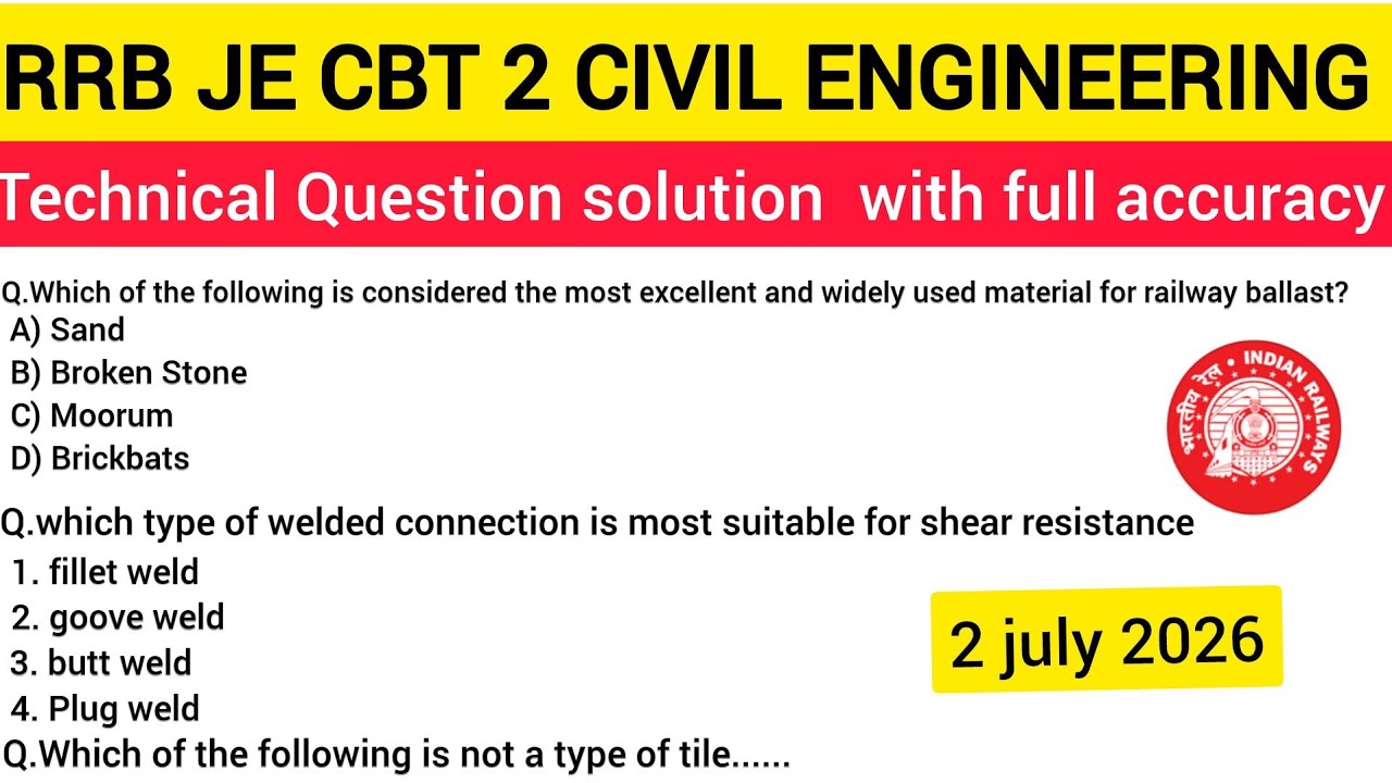 RRB JE CBT 2 CIVIL PAPER ANALYSIS | RRB JE CBT2 PAPER SOLUTION |rrb je cbt 2 answer key 2026