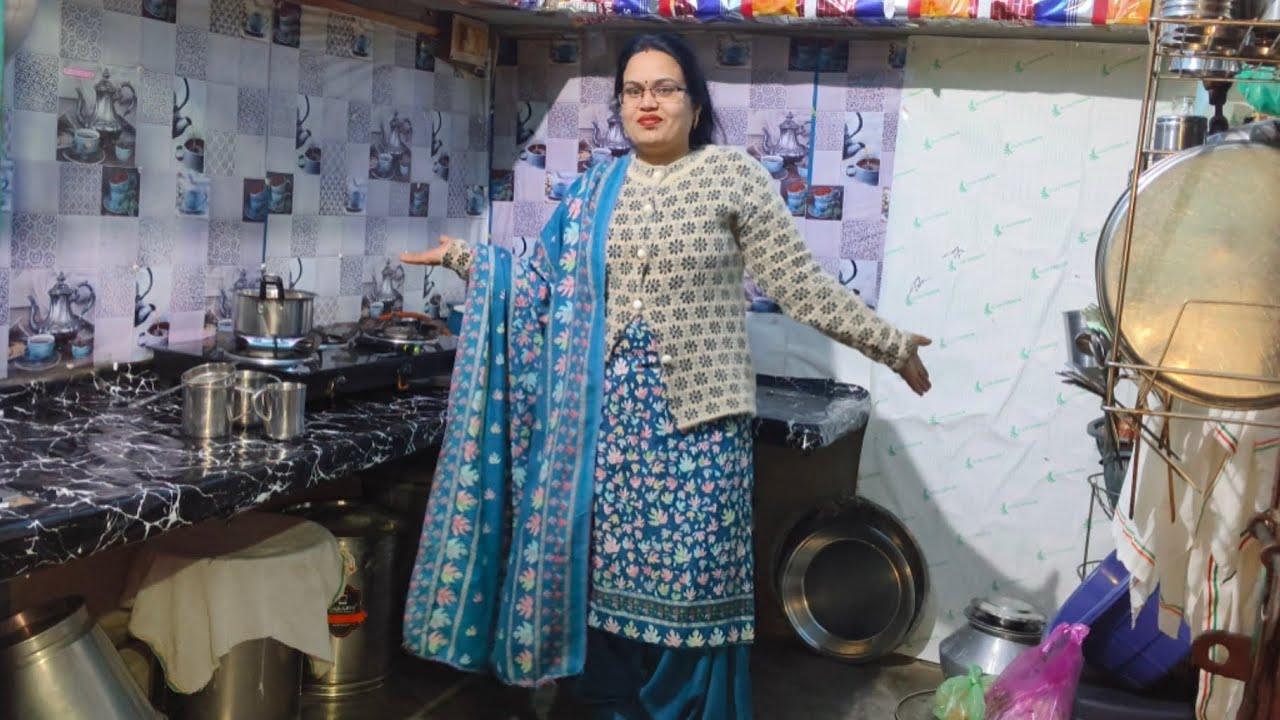 सुबह🌞 के घर के काम ख़तम करके लगाया किचन में वॉलपेपर Kitchen makeover#Winter morning vlogs 