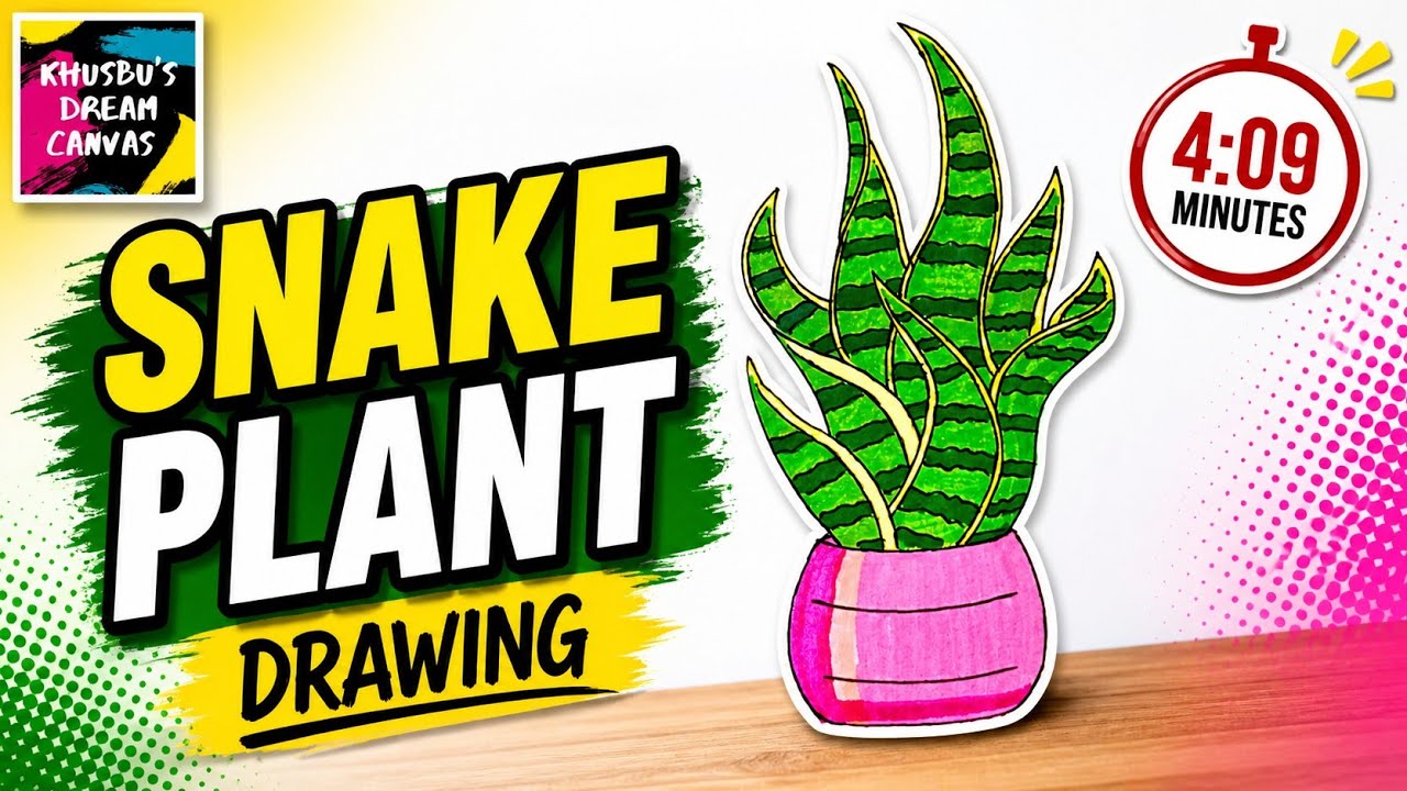 How to Draw Snake Plant (Easy) &mdash; Step-by-Step for Kids & Beginners