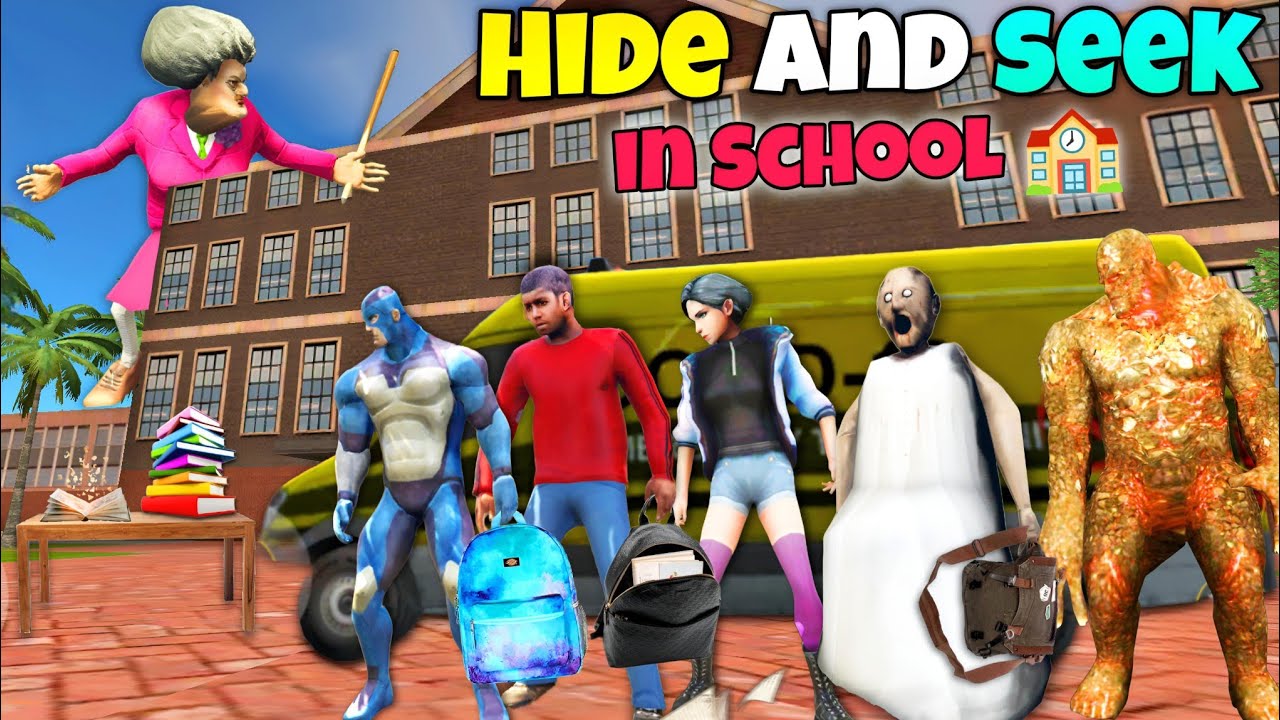 Miss-T Playing Hide And Seek With Rope Hero Tipson, Granny, Mutant In School | Rope Hero Vice Town