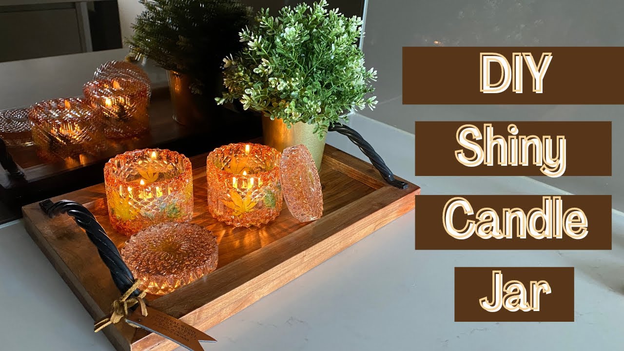 DIY Resin Candle Jar Mixed with Rose Gold Sheet @BooomerangArt #Resin #Art #BooomerangArt