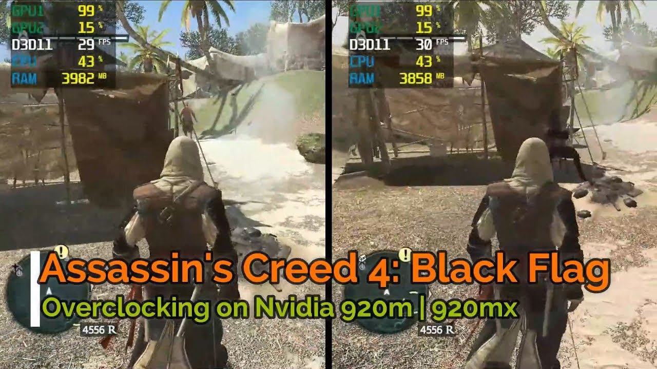 AC4 Black Flag Overclocking Test on Nvidia 920m / 920mx