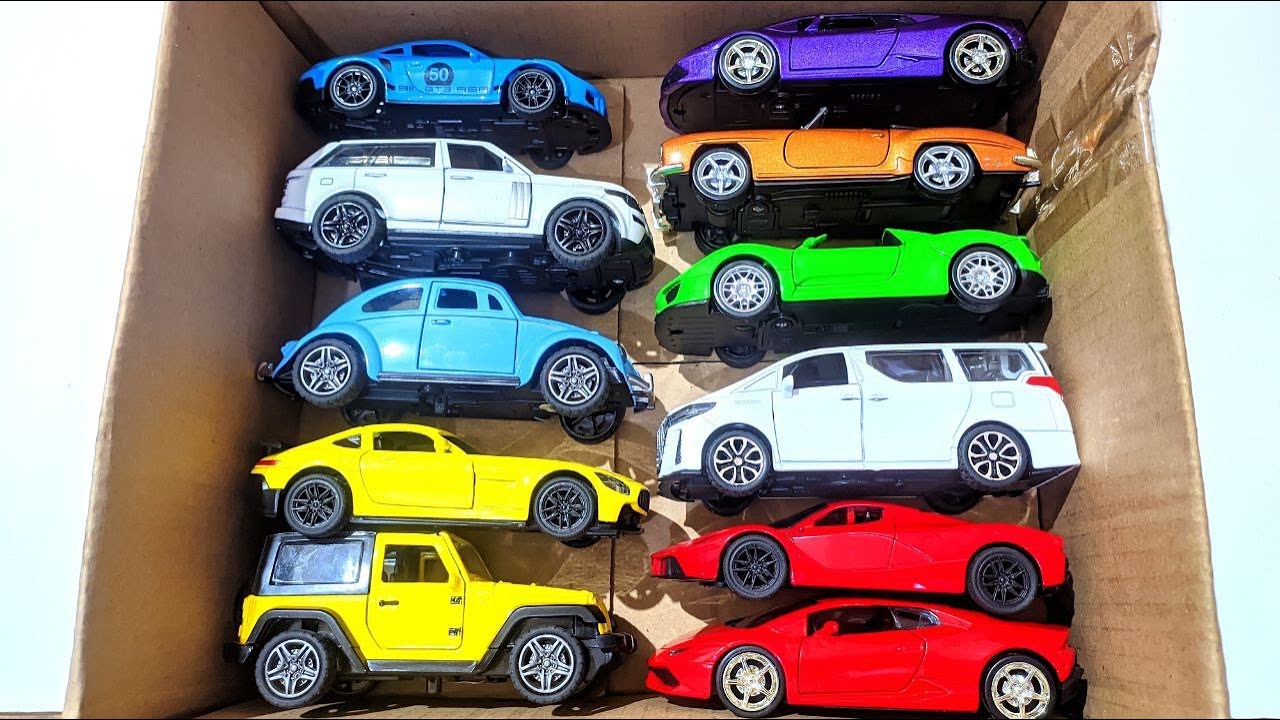 Box Full of Model Cars -Mazda Mx5, Koenigesgg Jesko, Lamborghini Scv12,Byd Yang Wang U8, Toyota Car
