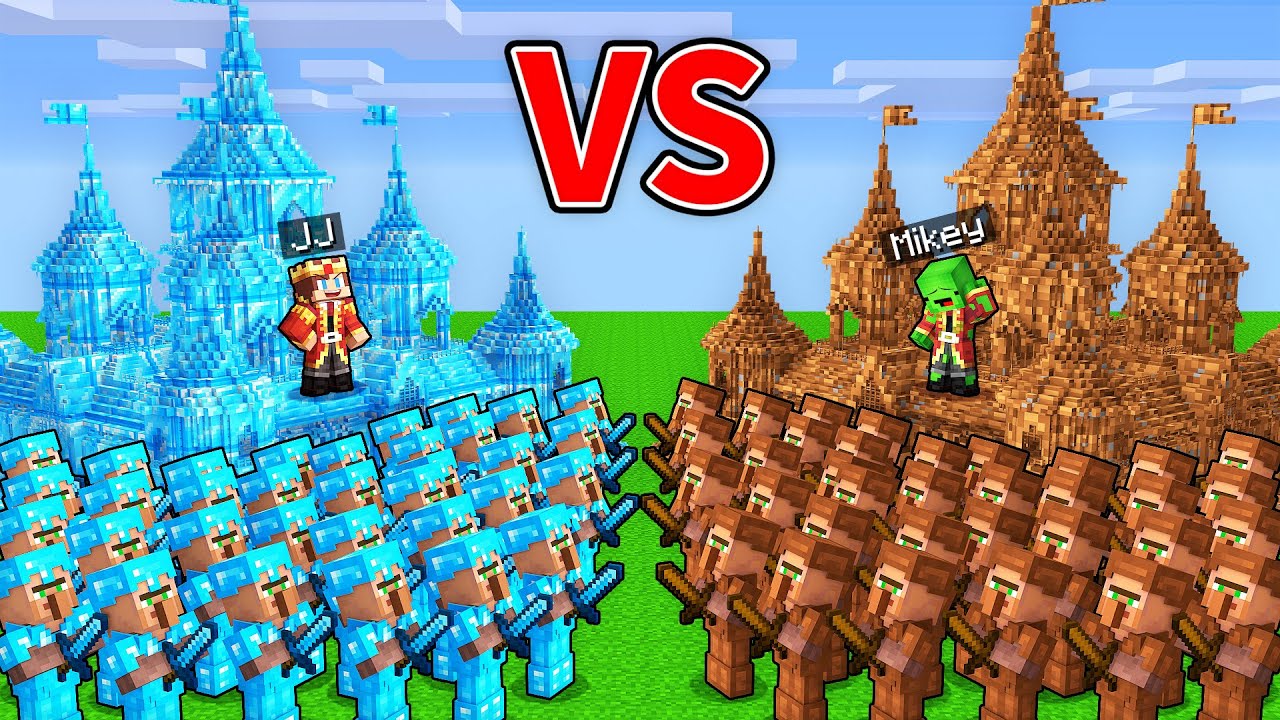 JJ and Mikey: POOR vs RICH Kingdom Battle in Minecraft - Maizen