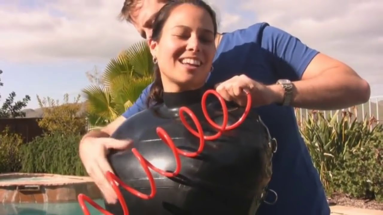 Inflatable sack in pool