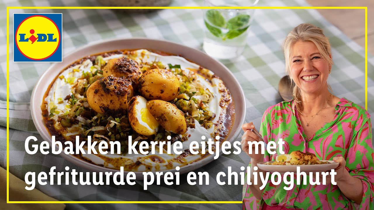 Gebakken kerrie eitjes met gefrituurde prei en chiliyoghurt | Vier de lente met Sandra Ysbrandy