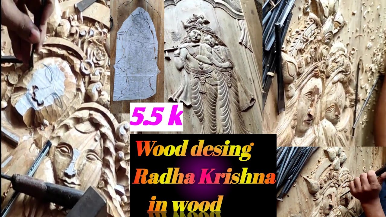 Wood design Radha Krishna  in wood  . 