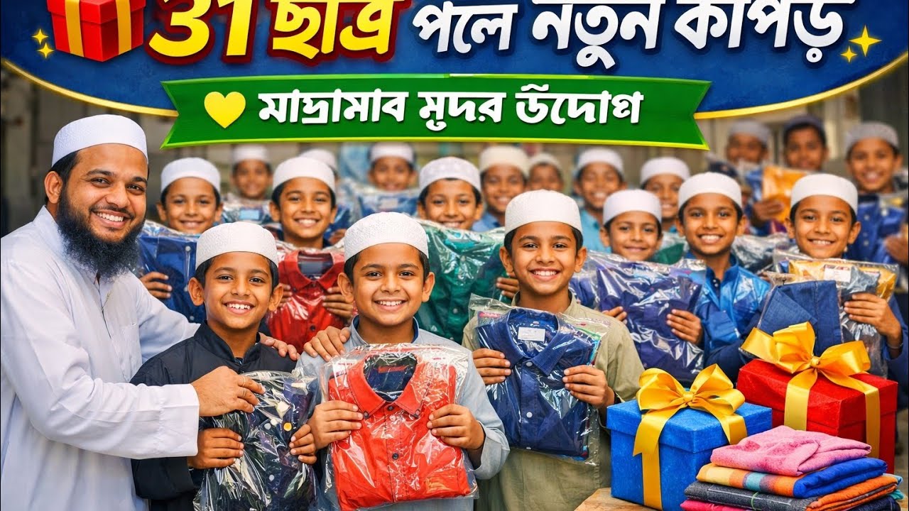 🎁 ৩১ ছাত্র পেল নতুন কাপড়🤍 মাদ্রাসার সুন্দর উদ্যোগ