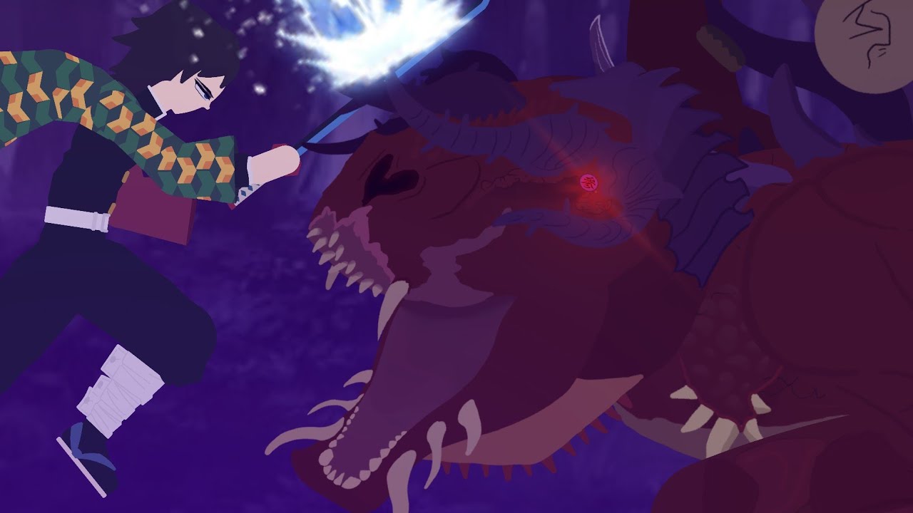 tomioka conhece dinossauro oni II Stick nodes animation II Demon Slayer: natureza atemporal