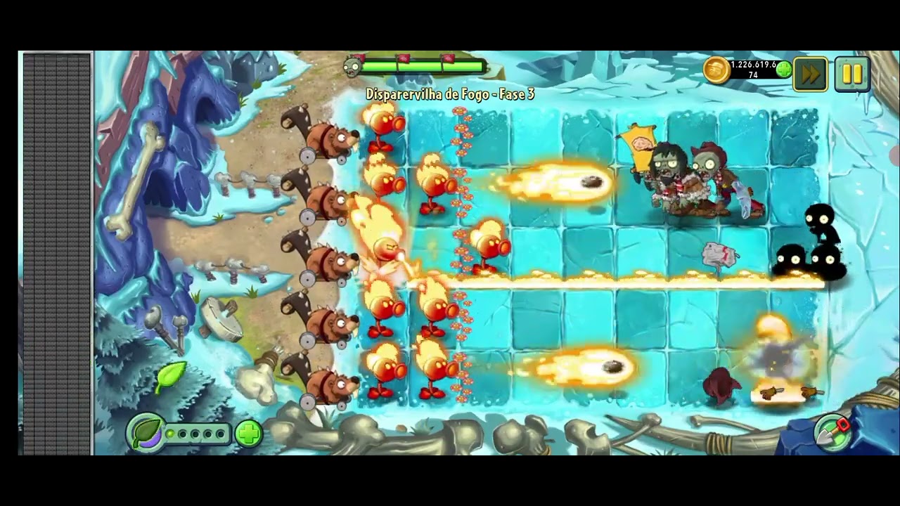 Jogando evento planta da semana de disparervilha de fogo pvz2 
