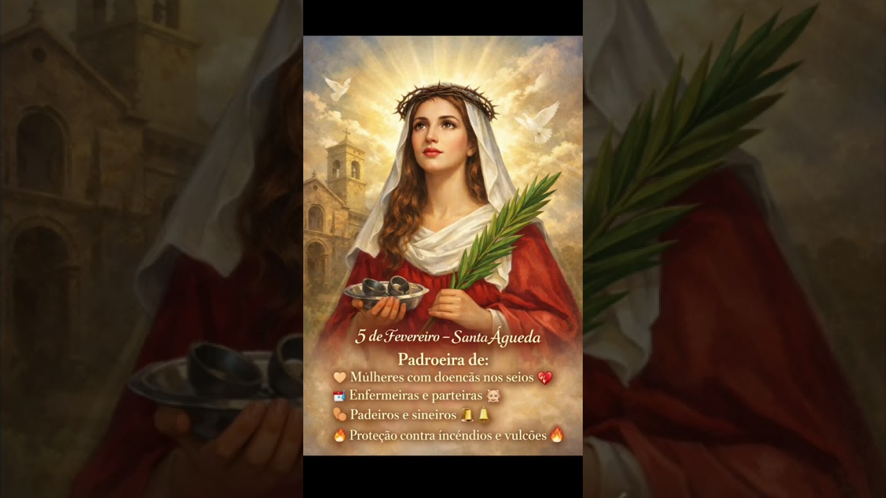 Dia de Santa Águeda #SantaÁgueda #SantoDoDia #FéCatólica #MúsicaCatólica #IntercessãoDosSantos
