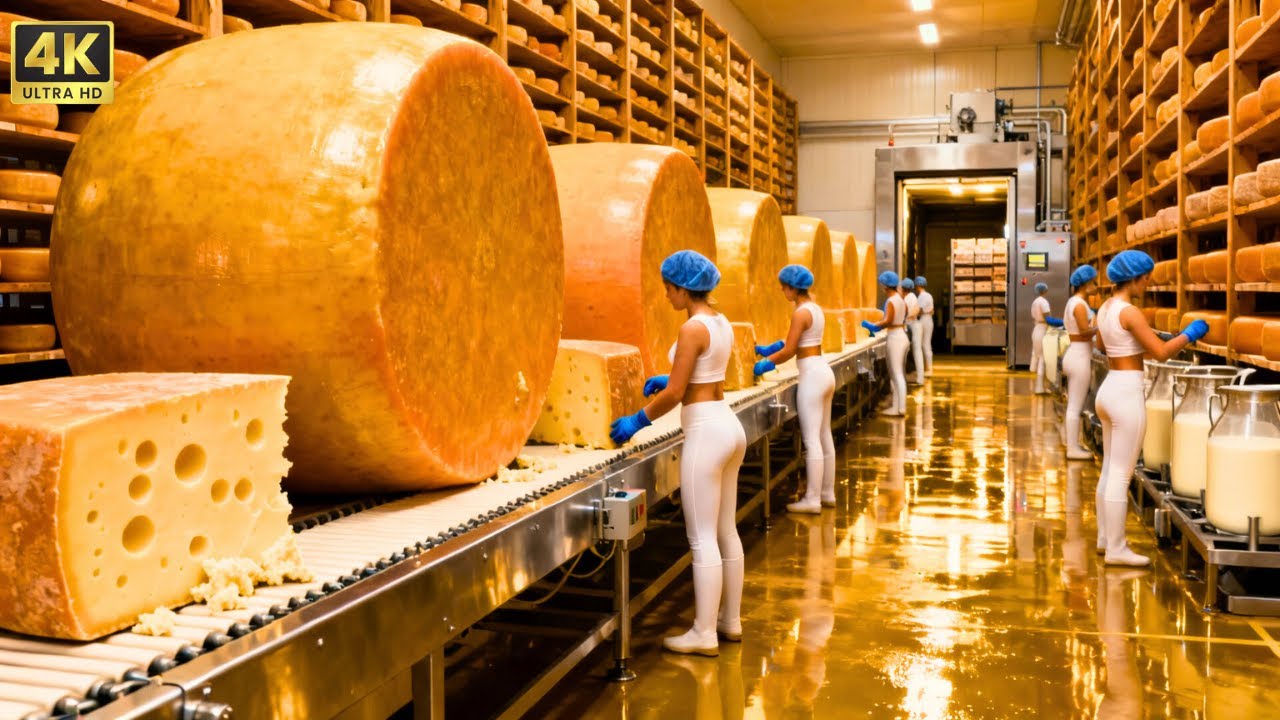 Inside a Modern Cheese Factory: Processing Tons of Milk into Premium Cheese (Full Process)