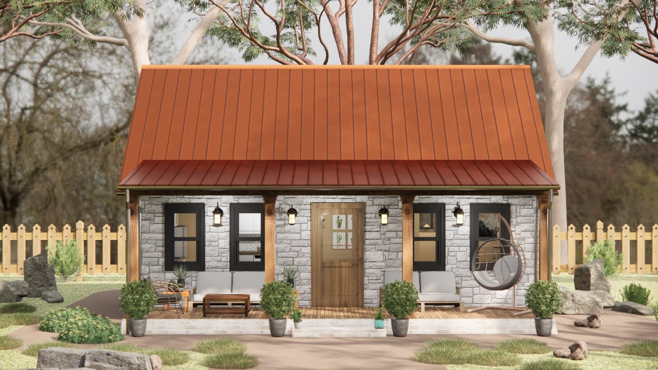 6x10 m Rustic Charm Meets Simplicity | Stunning One-Story Home Design