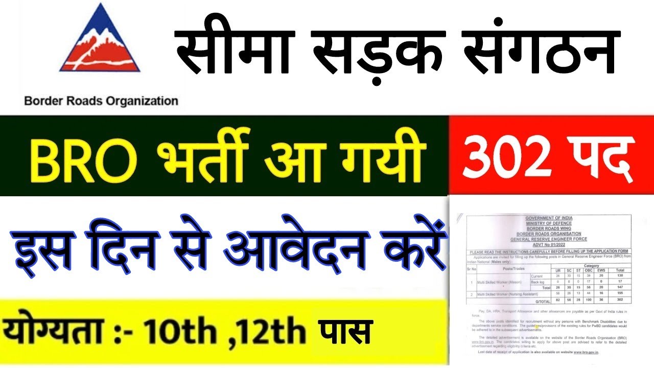 BRO Multi Skilled worker Recruitment 2022 | BRO new vacancy 2022 | Bro New vacancy