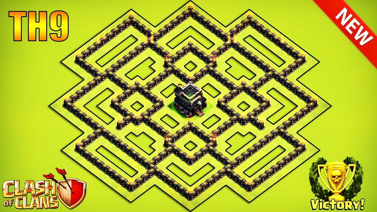 Diseño de Ayuntamiento 9 (Subida de Copas) Clash of Clans 2025