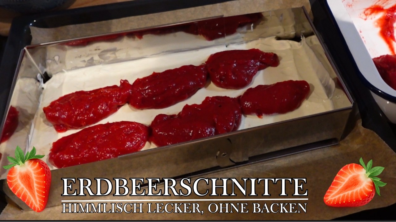 No Bake Erdbeerschnitten 🍓 | Schnelles Kühlschrankkuchen Rezept ohne Backen OHNE GELATINE
