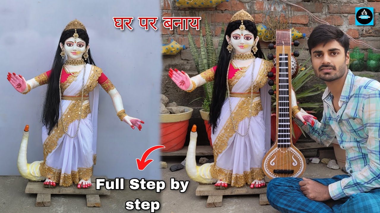 मिट्टी से 2fit की सरस्वती मूर्ति घर पर बनाने का आसान तरीका(part-3)/Saraswati idol colouring process