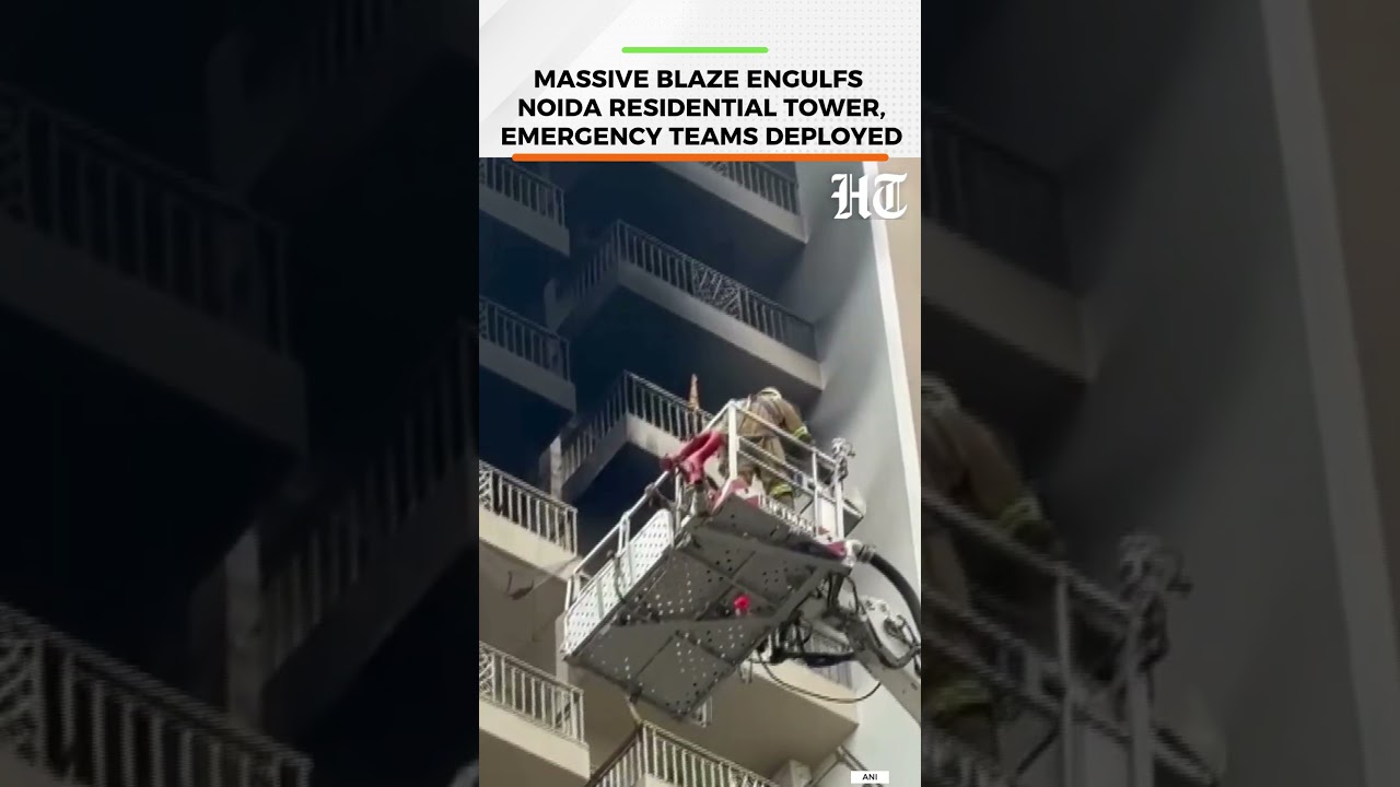Fire Breaks Out at Noida&rsquo;s Ivy County Tower; Emergency Teams Rush to Scene | HT India | #shorts