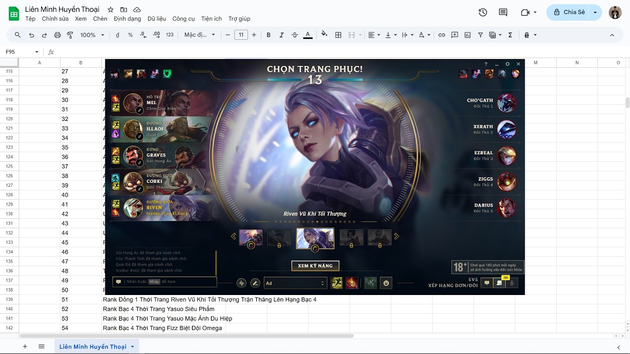 Rank Bạc 4 Thời Trang Riven Vũ Khí Tối Thượng
