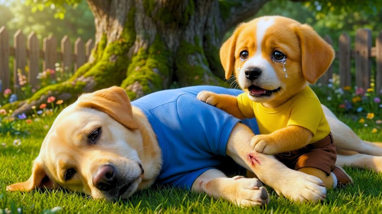 Baby Puppy Saving Injured His Dad with Courage and Love ❤️Becomes a Little Hero 🐶🦸‍♂️ Heartwarming